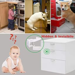 10pcs Baby Cabinet Locks Invisible Closet and Drawer Lock Child Security Protector No Drilling Installation White