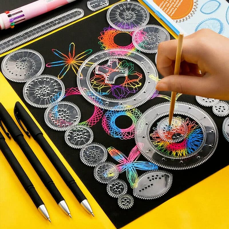 27 Pcs Tin Draw Drawing Art Original Spirograph Design Set Craft Create Kids Toy