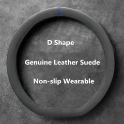Car Steering Wheel Covers Cowhide Suede Steering Wheel Cover Wrap Universal 37-38cm Breathable Steering Covers Car Accessories