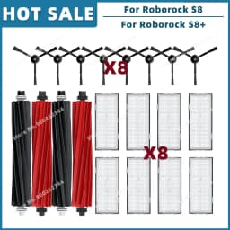 Compatible For Roborock S8 / S8 Plus Replacement Spare Parts Roller Main Side Brush Hepa Filter Mop Cloth Dust Bag Accessories