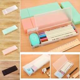Simple Frosted Translucent Pencil Case Non-toxic Hard Plastic Pen Box Students Gift Stationery Box School Office Supplies
