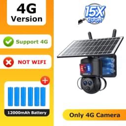 SHIWOJIA 4K 8MP Solar Camera 4G SIM/WIFI Security Outdoor Dual Lens Recording Humanoid Tracking Color Night Vision PTZ Cam