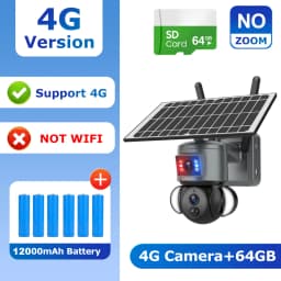 SHIWOJIA 4K 8MP Solar Camera 4G SIM/WIFI Security Outdoor Dual Lens Recording Humanoid Tracking Color Night Vision PTZ Cam
