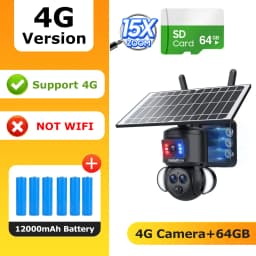 SHIWOJIA 4K 8MP Solar Camera 4G SIM/WIFI Security Outdoor Dual Lens Recording Humanoid Tracking Color Night Vision PTZ Cam