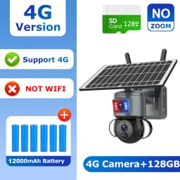 SHIWOJIA 4K 8MP Solar Camera 4G SIM/WIFI Security Outdoor Dual Lens Recording Humanoid Tracking Color Night Vision PTZ Cam