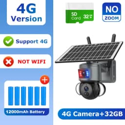 SHIWOJIA 4K 8MP Solar Camera 4G SIM/WIFI Security Outdoor Dual Lens Recording Humanoid Tracking Color Night Vision PTZ Cam