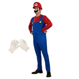 Super Brothers Costume Cosplay Fancy Dress Outfit Halloween Carnival Unisex Mens Women Adult Teens New with Hat and Mustache