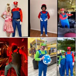 Super Brothers Costume Cosplay Fancy Dress Outfit Halloween Carnival Unisex Mens Women Adult Teens New with Hat and Mustache