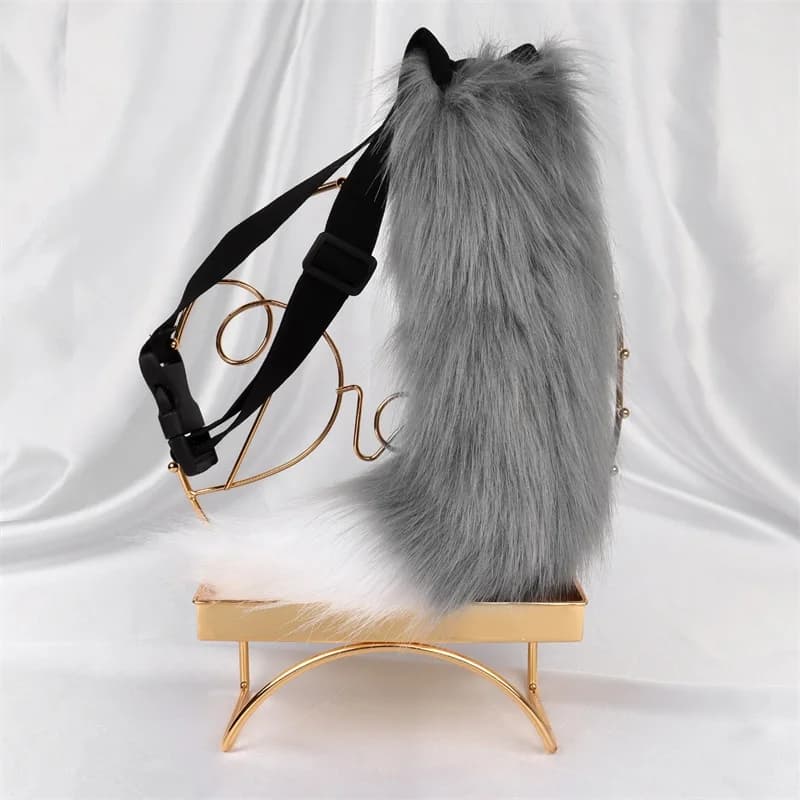 Simulation Fox Cat Tail Wolf Tail Cosplay Performance Props Anime Plush Beast Tail Halloween Jewelry Dress Up Props