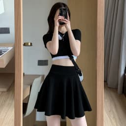 Summer Women's Skirts Fashion Sexy Mini Elastic Pleated Sun Skirts For School Girl Uniform Korean Black High Waist Tennis Skirts