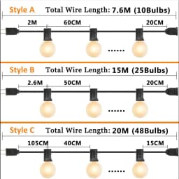 Retro Street Garland G40 String Outdoor Connectable Garden Street Garland Lighting Outdoor Gazebo Lights Birthday Wedding Decora