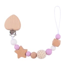 Baby Carve Custom Name Five Pointed Star Silicone Wooden Ring Pacifier Clip Crown Teething Chain Teether Clips for children Gift