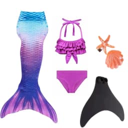 NEW Summer kids Swimming Mermaid Tail Mermaid Costume Cosplay Children Princess Party Fantasy Swimsuit Can Add Monofin Fin Xmas