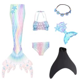 NEW Summer kids Swimming Mermaid Tail Mermaid Costume Cosplay Children Princess Party Fantasy Swimsuit Can Add Monofin Fin Xmas