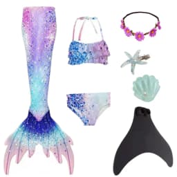 NEW Summer kids Swimming Mermaid Tail Mermaid Costume Cosplay Children Princess Party Fantasy Swimsuit Can Add Monofin Fin Xmas