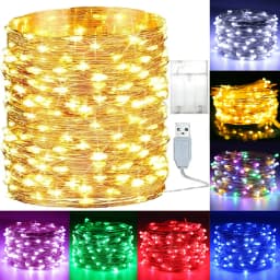 5M 10M Waterproof USB Battery LED Lights String Copper Wire Fairy Garland Light Lamp Christmas Wedding Party Holiday Lighting