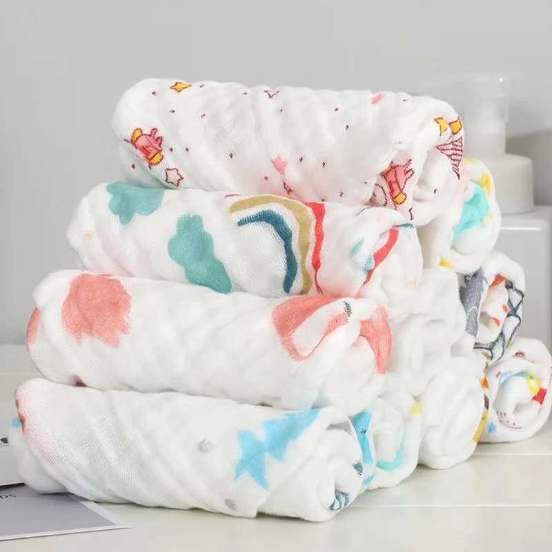 5 PCS Lot Muslin 6 Layers Cotton Soft Baby Towels Baby Face Towel Handkerchief Bathing Feeding Face Washcloth Wipe Burp Cloth