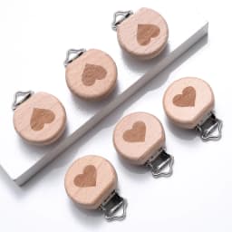 5Pcs Wooden Baby Pacifier Clip Nursing Accessories Beech Pacifier Clips Chewable Teething Dummy Clip Chains Baby Teether