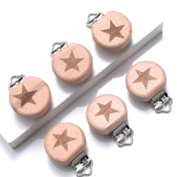 5Pcs Wooden Baby Pacifier Clip Nursing Accessories Beech Pacifier Clips Chewable Teething Dummy Clip Chains Baby Teether