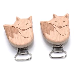5Pcs Wooden Baby Pacifier Clip Nursing Accessories Beech Pacifier Clips Chewable Teething Dummy Clip Chains Baby Teether