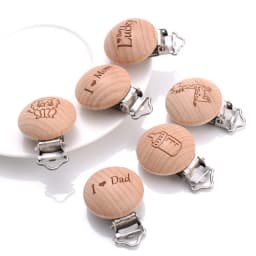 5Pcs Wooden Baby Pacifier Clip Nursing Accessories Beech Pacifier Clips Chewable Teething Dummy Clip Chains Baby Teether