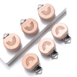 5Pcs Wooden Baby Pacifier Clip Nursing Accessories Beech Pacifier Clips Chewable Teething Dummy Clip Chains Baby Teether
