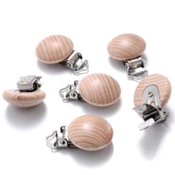 5Pcs Wooden Baby Pacifier Clip Nursing Accessories Beech Pacifier Clips Chewable Teething Dummy Clip Chains Baby Teether