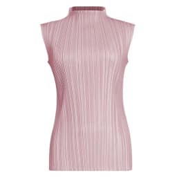 Miyake Pleated Elegant Fashion Temperament Solid Color Half High Neck Sleeveless Women's Vest 2026 Summer New Breathable Top