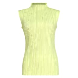 Miyake Pleated Elegant Fashion Temperament Solid Color Half High Neck Sleeveless Women's Vest 2026 Summer New Breathable Top