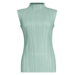 Miyake Pleated Elegant Fashion Temperament Solid Color Half High Neck Sleeveless Women's Vest 2026 Summer New Breathable Top