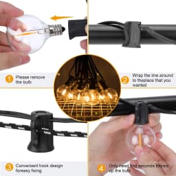 GANRILAND 65FT Outdoor Garland String Lights Dimmable E12 Sockets G40 Globe Led Bulb Connectable Gard Decor Fairy Light Chain