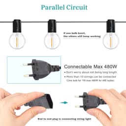 GANRILAND 65FT Outdoor Garland String Lights Dimmable E12 Sockets G40 Globe Led Bulb Connectable Gard Decor Fairy Light Chain