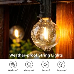 GANRILAND 65FT Outdoor Garland String Lights Dimmable E12 Sockets G40 Globe Led Bulb Connectable Gard Decor Fairy Light Chain