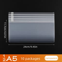 10PCS A4A5A6 Exam Mesh Zipper Bag Student Office Simple Large Capacity Transparent Document Bags
