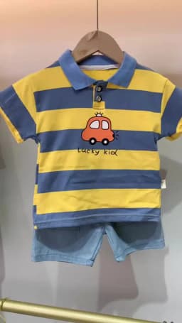 High-Quality Baby boys Polo Shirt + Handsome Denim Shorts 2-Piece Set kids girls clothes suits summer
