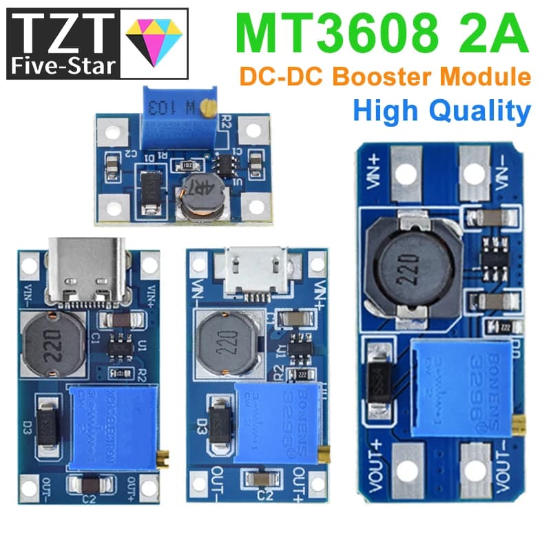 TZT 1/5PCS MT3608 DC-DC Step Up Converter Booster Power Supply Module Boost Step-up Board MAX output 28V 2A