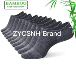 10Pairs Bamboo Socks Thin Summer Men's Invisible Socks Absorbent Deodorant Harajuku Bamboo Fiber Mesh Short Sock Black Plus Size