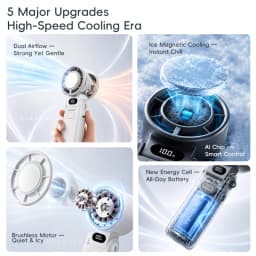 Portable High Speed Cooling Handheld Fan 3600mAh Rechargeable 100 Wind Speeds Adjustable Mini Foldable Air Cooling Turbo Fan