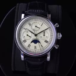 Sugess Men Watch ST1908 Swanneck Movement Mechanical Chronograph Wristwatch Genuine Moonphase Calendar Vintage Leather NEW 2023