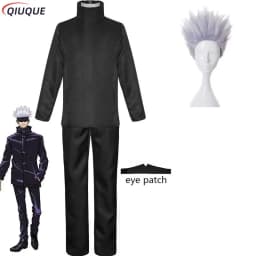110-3XL Black / Blue Gojo Satoru Cosplay Costume Eye Patch Wigs Glasses Anime Halloween Party Unisex Uniforms