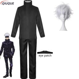 110-3XL Black / Blue Gojo Satoru Cosplay Costume Eye Patch Wigs Glasses Anime Halloween Party Unisex Uniforms