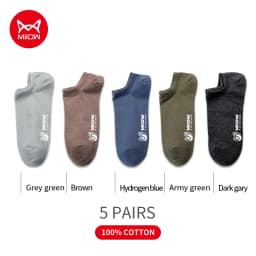 MiiOW 5 Pairs/Lot Pure Cotton Men Socks Breathable Low Cut Casual Ankle Socks Summer Cotton Print Socks Sweat Ankle Socks Set