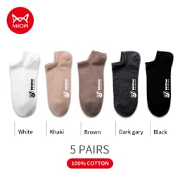 MiiOW 5 Pairs/Lot Pure Cotton Men Socks Breathable Low Cut Casual Ankle Socks Summer Cotton Print Socks Sweat Ankle Socks Set