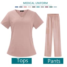 Nurse Medical Uniform High Quality Pet Grooming Care Workwear Set Scrubs Operating Room Surgical Gown Short Sleeve Elastic Pants