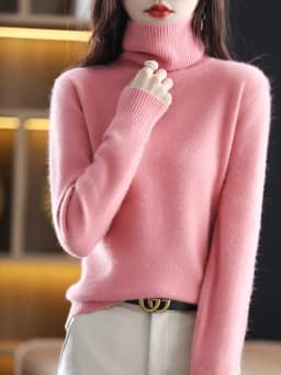 LHZSYY Winter Women Sweater Solid 100%Mink Cashmere Turtleneck Knitted Pullovers Slim Soft Warm Female Long Sleeve 23 Color