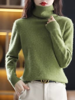 LHZSYY Winter Women Sweater Solid 100%Mink Cashmere Turtleneck Knitted Pullovers Slim Soft Warm Female Long Sleeve 23 Color