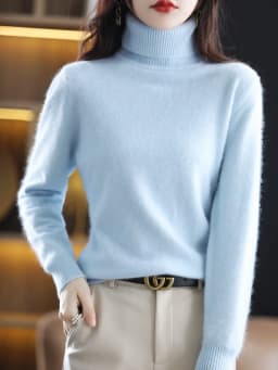 LHZSYY Winter Women Sweater Solid 100%Mink Cashmere Turtleneck Knitted Pullovers Slim Soft Warm Female Long Sleeve 23 Color