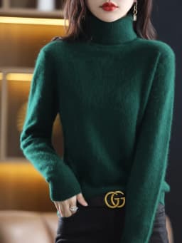 LHZSYY Winter Women Sweater Solid 100%Mink Cashmere Turtleneck Knitted Pullovers Slim Soft Warm Female Long Sleeve 23 Color