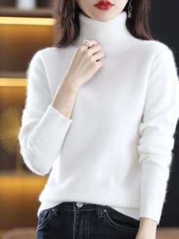 LHZSYY Winter Women Sweater Solid 100%Mink Cashmere Turtleneck Knitted Pullovers Slim Soft Warm Female Long Sleeve 23 Color