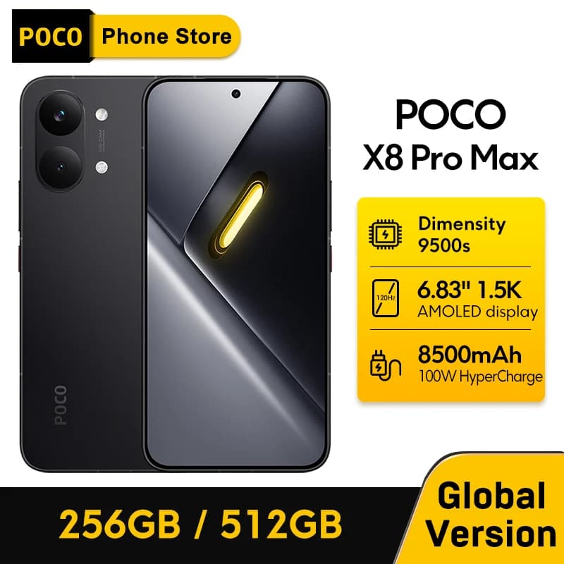 POCO X8 Pro Max 5G Smartphone Global Version 8500mAh battery 6.83'' 1.5K 120Hz Ultra-Bright AMOLED Display Dimensity 9500s NFC